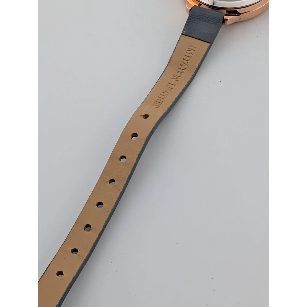 Time & Tru Watch Women Crystal Accents 30mm Rose Gold‎ Case Gray Band- Working
